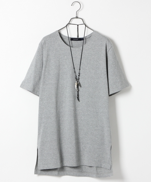 RAGEBLUE（レイジブルー）の「＜トレンドのロング丈＞40/2スリットロングカットソー/721230（Tシャツ/カットソー・メンズ・ホワイト/その他/グレー・MEDIUM/LARGE）」の2枚目の写真