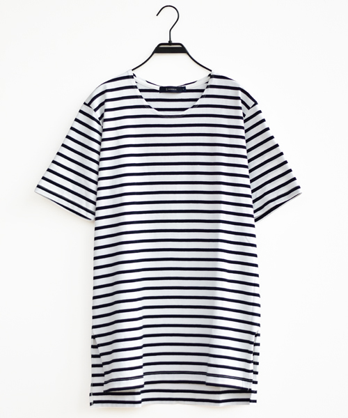 RAGEBLUE（レイジブルー）の「＜トレンドのロング丈＞40/2スリットロングカットソー/721230（Tシャツ/カットソー・メンズ・ホワイト/その他/グレー・MEDIUM/LARGE）」の3枚目の写真