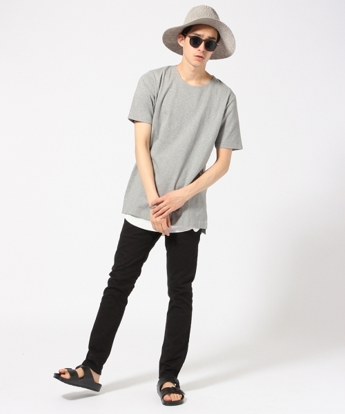 RAGEBLUE（レイジブルー）の「＜トレンドのロング丈＞40/2スリットロングカットソー/721230（Tシャツ/カットソー・メンズ・ホワイト/その他/グレー・MEDIUM/LARGE）」の18枚目の写真