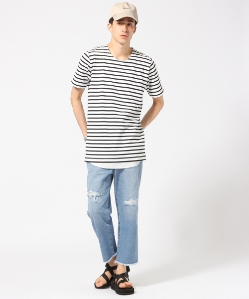 RAGEBLUE（レイジブルー）の「＜トレンドのロング丈＞40/2スリットロングカットソー/721230（Tシャツ/カットソー・メンズ・ホワイト/その他/グレー・MEDIUM/LARGE）」の19枚目の写真