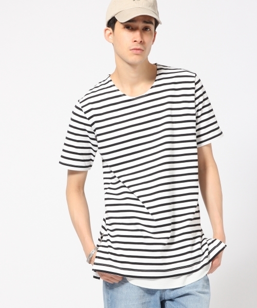 RAGEBLUE（レイジブルー）の「＜トレンドのロング丈＞40/2スリットロングカットソー/721230（Tシャツ/カットソー・メンズ・ホワイト/その他/グレー・MEDIUM/LARGE）」の9枚目の写真