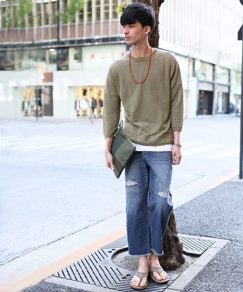 RAGEBLUE（レイジブルー）の「＜トレンドのロング丈＞40/2スリットロングカットソー/721230（Tシャツ/カットソー・メンズ・ホワイト/その他/グレー・MEDIUM/LARGE）」の6枚目の写真