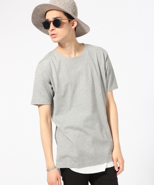 RAGEBLUE（レイジブルー）の「＜トレンドのロング丈＞40/2スリットロングカットソー/721230（Tシャツ/カットソー・メンズ・ホワイト/その他/グレー・MEDIUM/LARGE）」の7枚目の写真