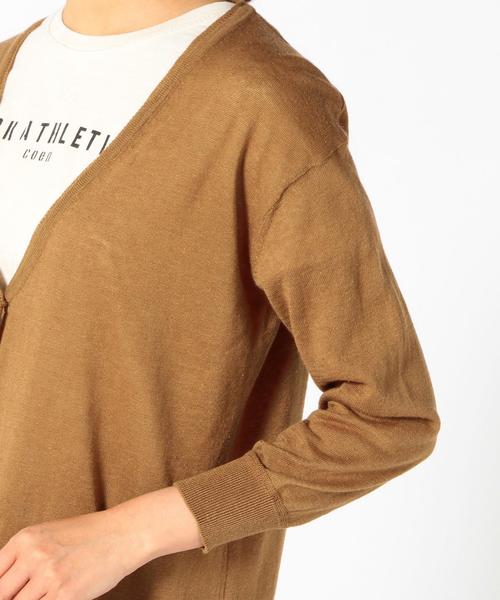 coen（コーエン）の「綿麻Vネックロングカーディガン2（カーディガン/ボレロ・レディース・ホワイト/ブラウン・FREE）」の6枚目の写真