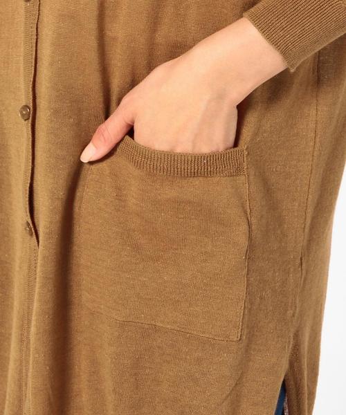 coen（コーエン）の「綿麻Vネックロングカーディガン2（カーディガン/ボレロ・レディース・ホワイト/ブラウン・FREE）」の8枚目の写真