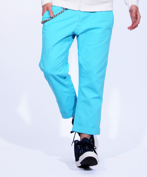 ８(eight)（エイト）の「チノクロップドパンツ（チノパンツ・メンズ・サンドベージュ/ライトブルー/オレンジ/ブラック/サックスブルー/ピンク/ベージュ/ホワイト/レッド/グリーン/ネイビー/マスタード/オリーブ/ターコイズブルー/ライトグリーン/エメラルド/ロイヤルブルー/グレー・LARGE/X-LARGE/SMALL/MEDIUM）」の14枚目の写真