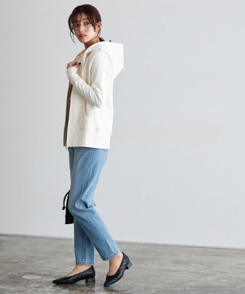 Pierrot（ピエロ）の「綿100％Wジップフード付きスウェットパーカー 長袖 パーカー スウェット（パーカー・レディース・アイボリー/ブラック/杢グレー/チャコール/ネイビー/ホワイト×ブラック・L/M/S/LL）」の20枚目の写真