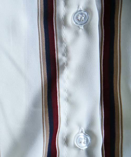 antiqua（アンティカ）の「レトロストライプ柄バックVノーカーラーシャツ（シャツ/ブラウス・レディース・ホワイト系その他/ピンク系その他・M）」の13枚目の写真