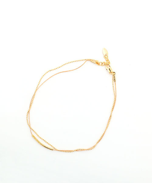 colleca la（コレカラ）の「ねじりパイプ・2連アンクレット（アンクレット・レディース・ベージュ/ブラック・FREE）」の2枚目の写真