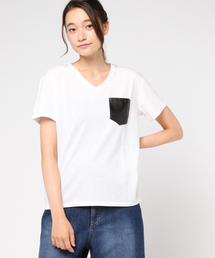 VENCEEXCHANGE | フェイクレザーポケットTシャツ  (Tシャツ/カットソー)