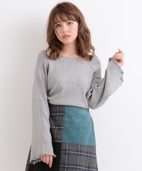 MAJESTIC LEGON（マジェスティックレゴン）の「【WEB限定価格】衿スカラップニットプルオーバー（ニット/セーター・レディース・アイボリー/ボルドー/ラベンダー/グレー/ブラック・MEDIUM）」の3枚目の写真