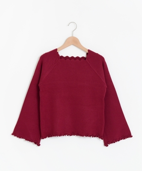 MAJESTIC LEGON（マジェスティックレゴン）の「【WEB限定価格】衿スカラップニットプルオーバー（ニット/セーター・レディース・アイボリー/ボルドー/ラベンダー/グレー/ブラック・MEDIUM）」の5枚目の写真