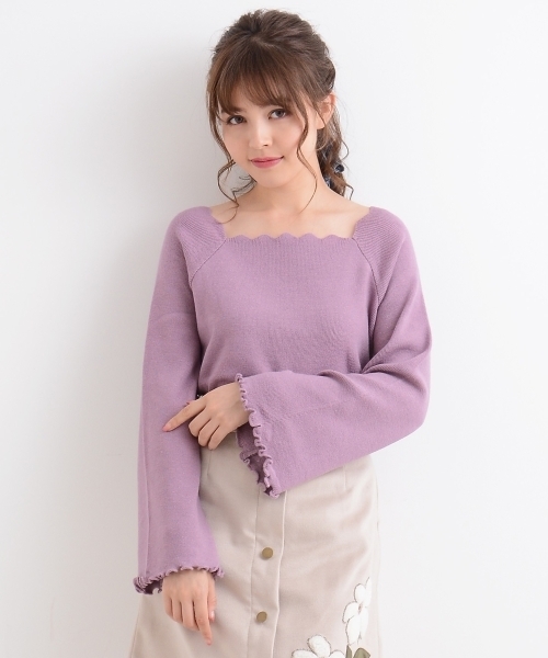 MAJESTIC LEGON（マジェスティックレゴン）の「【WEB限定価格】衿スカラップニットプルオーバー（ニット/セーター・レディース・アイボリー/ボルドー/ラベンダー/グレー/ブラック・MEDIUM）」の17枚目の写真