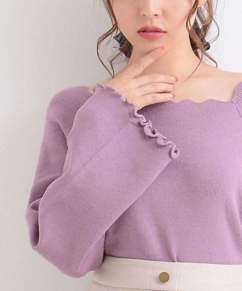 MAJESTIC LEGON（マジェスティックレゴン）の「【WEB限定価格】衿スカラップニットプルオーバー（ニット/セーター・レディース・アイボリー/ボルドー/ラベンダー/グレー/ブラック・MEDIUM）」の15枚目の写真