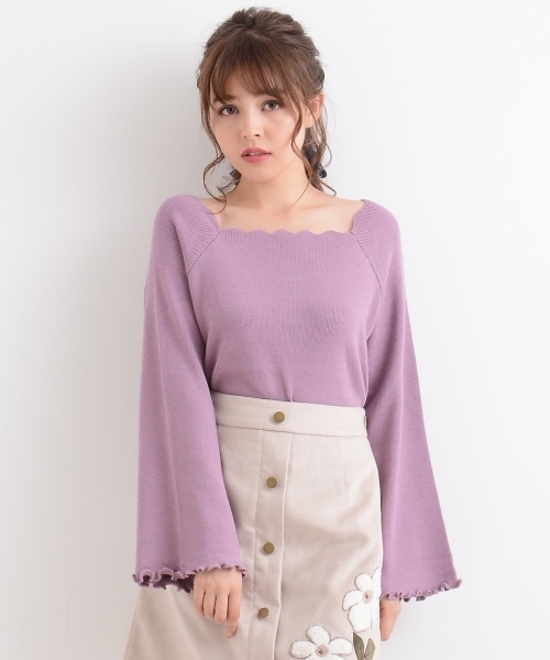 MAJESTIC LEGON（マジェスティックレゴン）の「【WEB限定価格】衿スカラップニットプルオーバー（ニット/セーター・レディース・アイボリー/ボルドー/ラベンダー/グレー/ブラック・MEDIUM）」の14枚目の写真