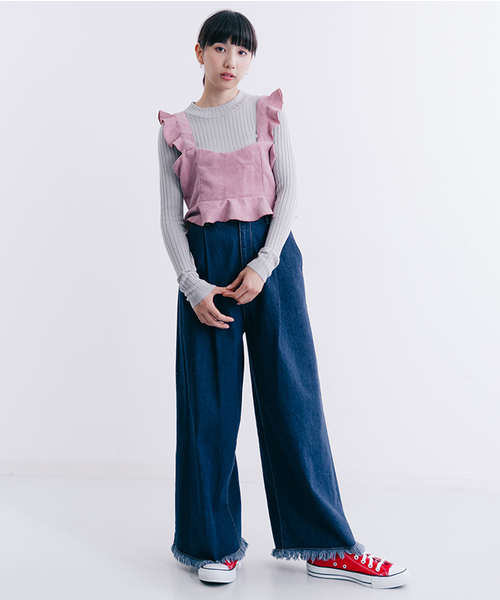 MERLOT（メルロー）の「コーデュロイフリルビスチェ1192（キャミソール・レディース・キャメル/ブラック/ピンク/グリーン・FREE）」の12枚目の写真