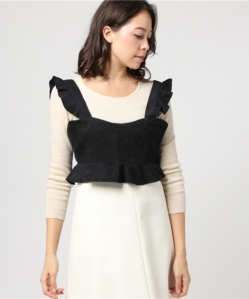 MERLOT（メルロー）の「コーデュロイフリルビスチェ1192（キャミソール・レディース・キャメル/ブラック/ピンク/グリーン・FREE）」の5枚目の写真