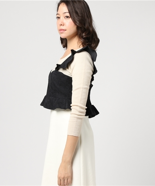 MERLOT（メルロー）の「コーデュロイフリルビスチェ1192（キャミソール・レディース・キャメル/ブラック/ピンク/グリーン・FREE）」の6枚目の写真