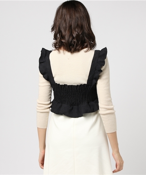 MERLOT（メルロー）の「コーデュロイフリルビスチェ1192（キャミソール・レディース・キャメル/ブラック/ピンク/グリーン・FREE）」の7枚目の写真