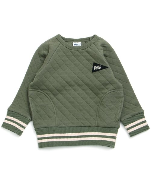 BREEZE（ブリーズ）の「ニットキルトトレーナー（スウェット・キッズ・カーキ/ネイビー/マスタード/グレー・80/90/95/100/110/120/130/140）」の2枚目の写真