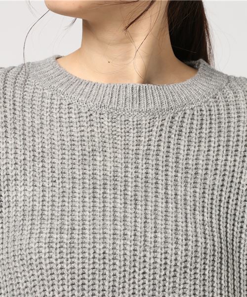 earth music&ecology（アースミュージックアンドエコロジー）の「・ざっくり畦ニットプルオーバー（ニット/セーター・レディース・ライトグレー/ブラック/ダークグリーン/キャメル・FREE）」の5枚目の写真