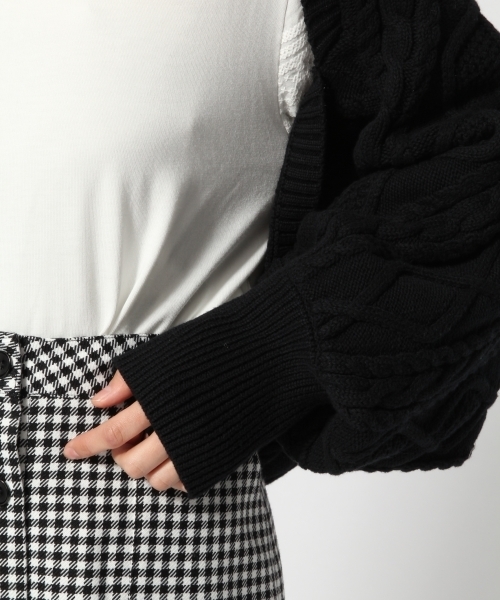 LOWRYS FARM(ローリーズファーム)の「ケーブルモモンガカーディガン 784369(カーディガン/ボレロ・レディース・ブラック/ブラウン/レッド/アイボリー・FREE)」の6枚目の写真