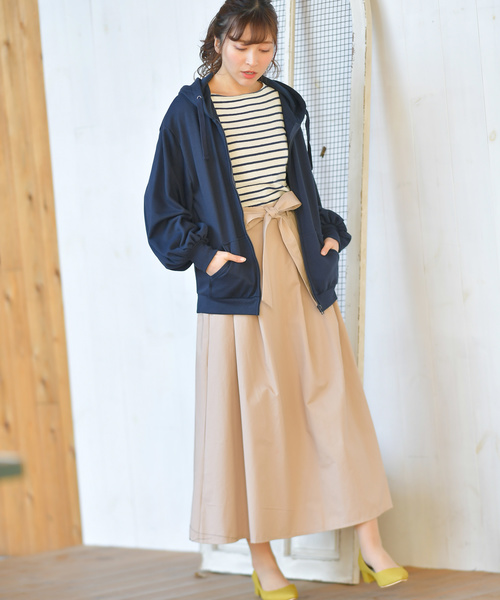 rps(アールピーエス)の「ウエストリボンチノタックスカート(スカート・レディース・カーキ/ネイビー/ベージュ・M)」の6枚目の写真