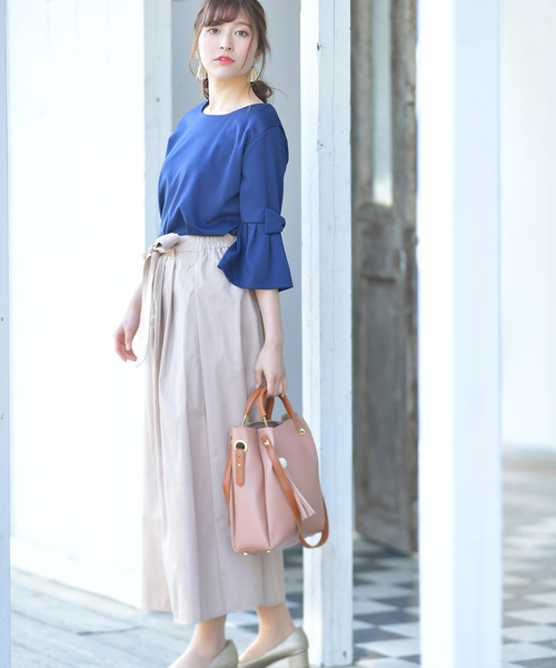 rps(アールピーエス)の「ウエストリボンチノタックスカート(スカート・レディース・カーキ/ネイビー/ベージュ・M)」の8枚目の写真