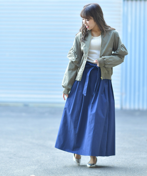 rps(アールピーエス)の「ウエストリボンチノタックスカート(スカート・レディース・カーキ/ネイビー/ベージュ・M)」の9枚目の写真