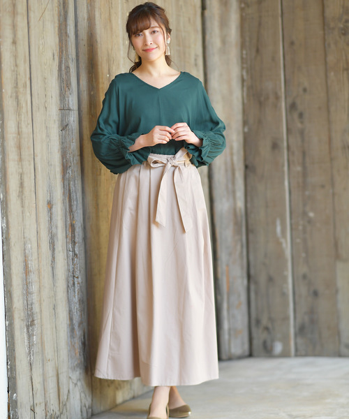 rps(アールピーエス)の「ウエストリボンチノタックスカート(スカート・レディース・カーキ/ネイビー/ベージュ・M)」の10枚目の写真