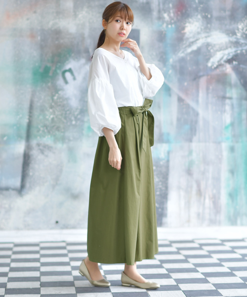 rps(アールピーエス)の「ウエストリボンチノタックスカート(スカート・レディース・カーキ/ネイビー/ベージュ・M)」の11枚目の写真