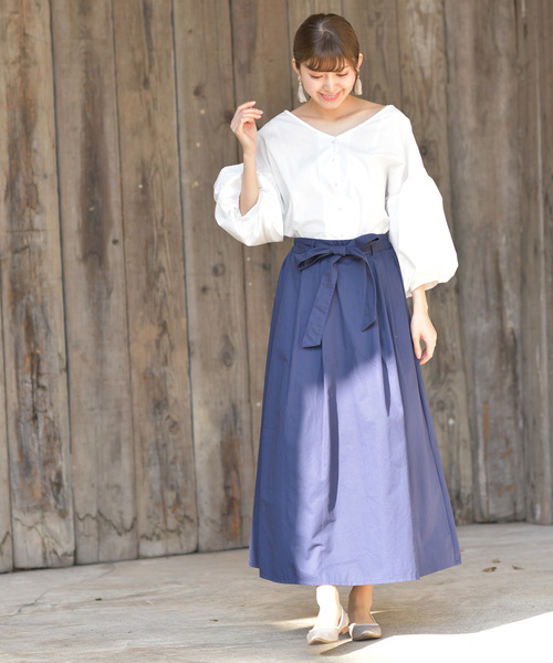 rps(アールピーエス)の「ウエストリボンチノタックスカート(スカート・レディース・カーキ/ネイビー/ベージュ・M)」の14枚目の写真