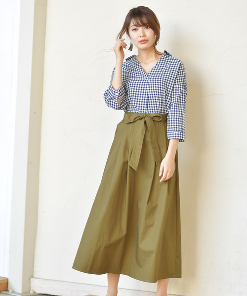 rps(アールピーエス)の「ウエストリボンチノタックスカート(スカート・レディース・カーキ/ネイビー/ベージュ・M)」の16枚目の写真