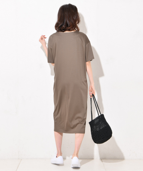 RIVE DROITE（リヴドロワ）の「リヨセルコットンスムースワンピース（ワンピース・レディース・ブラック/カーキ/オレンジ・FREE）」の5枚目の写真