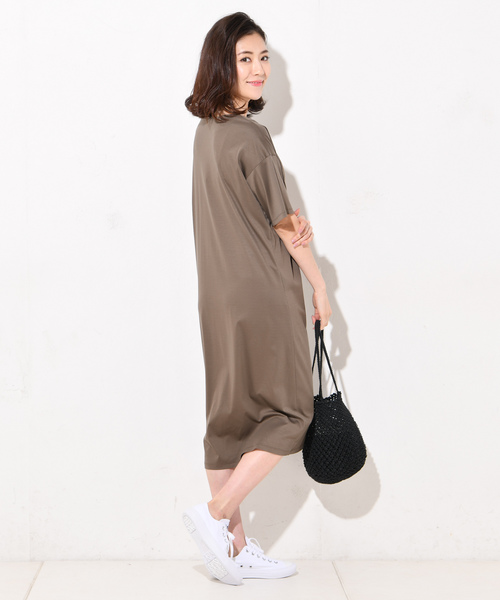 RIVE DROITE（リヴドロワ）の「リヨセルコットンスムースワンピース（ワンピース・レディース・ブラック/カーキ/オレンジ・FREE）」の6枚目の写真