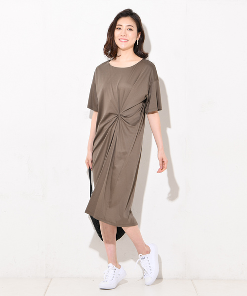 RIVE DROITE（リヴドロワ）の「リヨセルコットンスムースワンピース（ワンピース・レディース・ブラック/カーキ/オレンジ・FREE）」の8枚目の写真