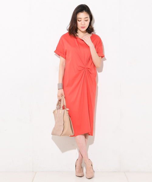 RIVE DROITE（リヴドロワ）の「リヨセルコットンスムースワンピース（ワンピース・レディース・ブラック/カーキ/オレンジ・FREE）」の12枚目の写真