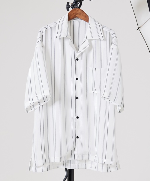 LIDNM（リドム）の「LIDNM/リドム/ストライプデシンオープンカラーシャツ（シャツ/ブラウス・メンズ・ホワイト/ブラック/ネイビー・SMALL/MEDIUM/LARGE）」の11枚目の写真