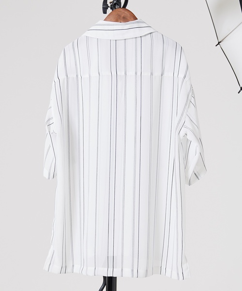 LIDNM（リドム）の「LIDNM/リドム/ストライプデシンオープンカラーシャツ（シャツ/ブラウス・メンズ・ホワイト/ブラック/ネイビー・SMALL/MEDIUM/LARGE）」の14枚目の写真