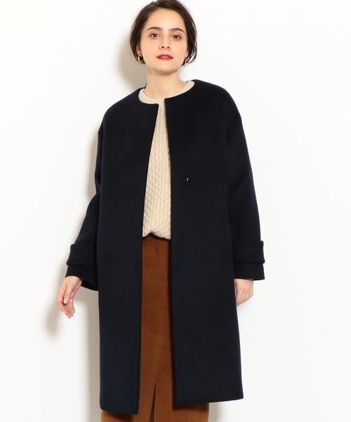 green label relaxing（グリーンレーベルリラクシング）の「◆KFC アンゴラビーバー スリット ノーカラー コート ◆（その他アウター・レディース・ブラック/ベージュ/ネイビー/オフホワイト/オレンジ・44/40/38/42/36/34）」の19枚目の写真