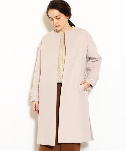 green label relaxing（グリーンレーベルリラクシング）の「◆KFC アンゴラビーバー スリット ノーカラー コート ◆（その他アウター・レディース・ブラック/ベージュ/ネイビー/オフホワイト/オレンジ・44/40/38/42/36/34）」の18枚目の写真