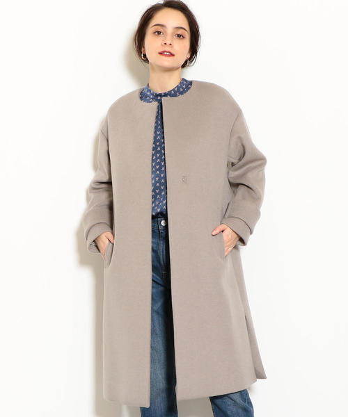 green label relaxing（グリーンレーベルリラクシング）の「◆KFC アンゴラビーバー スリット ノーカラー コート ◆（その他アウター・レディース・ブラック/ベージュ/ネイビー/オフホワイト/オレンジ・44/40/38/42/36/34）」の17枚目の写真