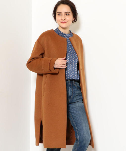 green label relaxing（グリーンレーベルリラクシング）の「◆KFC アンゴラビーバー スリット ノーカラー コート ◆（その他アウター・レディース・ブラック/ベージュ/ネイビー/オフホワイト/オレンジ・44/40/38/42/36/34）」の16枚目の写真