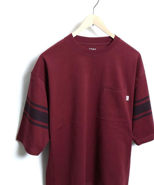 coen（コーエン）の「USAコットンフットボールハーフスリーブT（Tシャツ/カットソー・メンズ・ダークグリーン/ワインレッド/ホワイト・MEDIUM/X-LARGE/LARGE/SMALL）」の3枚目の写真