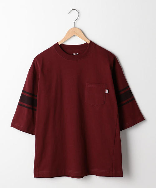 coen（コーエン）の「USAコットンフットボールハーフスリーブT（Tシャツ/カットソー・メンズ・ダークグリーン/ワインレッド/ホワイト・MEDIUM/X-LARGE/LARGE/SMALL）」の14枚目の写真