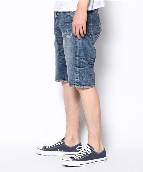 HUMAN MADE(ヒューマンメード)の「○HUMAN MADE / DAMAGED DENIM SHORTS(デニムパンツ・メンズ・インディゴブルー・SMALL/MEDIUM/LARGE)」の2枚目の写真