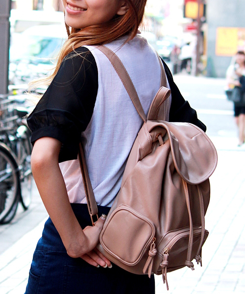 WEGO（ウィゴー）の「WEGO/スリーポケットミニリュック（バックパック/リュック・レディース・ブラック/ベージュ/ワイン/ホワイト・FREE）」の3枚目の写真