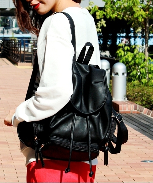 WEGO（ウィゴー）の「WEGO/スリーポケットミニリュック（バックパック/リュック・レディース・ブラック/ベージュ/ワイン/ホワイト・FREE）」の12枚目の写真