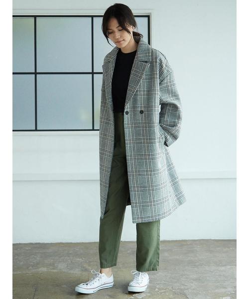 AMERICAN HOLIC(アメリカンホリック)の「チェックドロップショルダーコート(ダウンジャケット/コート・レディース・チェック/ブラック系その他3/ブラウン系その他4・M/L)」の13枚目の写真