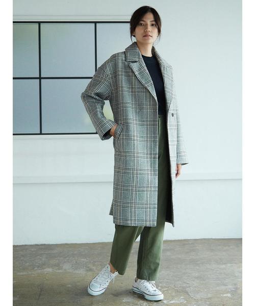 AMERICAN HOLIC(アメリカンホリック)の「チェックドロップショルダーコート(ダウンジャケット/コート・レディース・チェック/ブラック系その他3/ブラウン系その他4・M/L)」の14枚目の写真